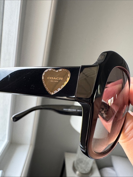 Coach Accessories - Coach Black Sunglasses with Gold Heart Accent and Grey-Tinted Lenses